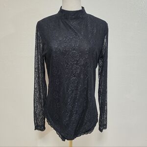 Who What Wear Black Lace Bodysuit Size Large